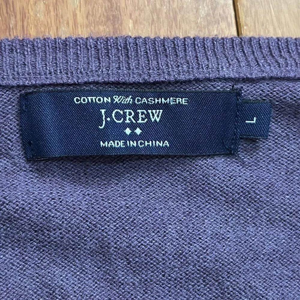 J Crew Sweater Mens Pullover Purple Cotton Cashmere‎ Preppy Casual Adult L